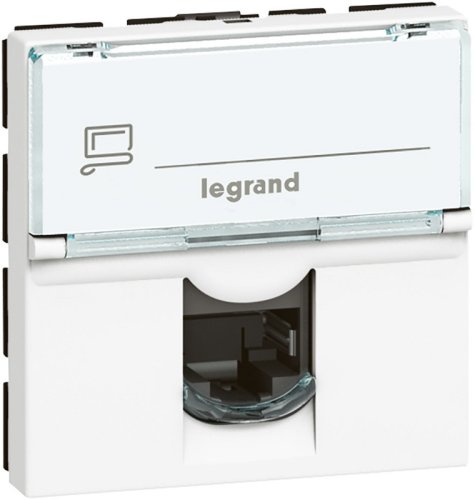 Розетка компьютерная UTP Legrand Mosaic для кабель-канала Metra 1-м. 2 мод. RJ45 5e белый картинка